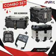 COMBO SET F2-MOTO ALUMINIUM BOX 25L,35L,45L+ F2 Rack Lipat  Y15/Y16/LC135/RSX/RS150/NMAX