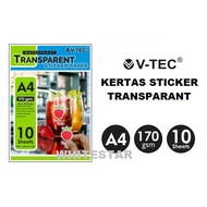 Transparent sticker paper transparent paper A4 170gsm v-tec vtec transparent