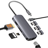 USB C Hub Hub TYPE-C Gigabit Network Port pd+Hdmi 4K60HZ USB3.0*2 8in1