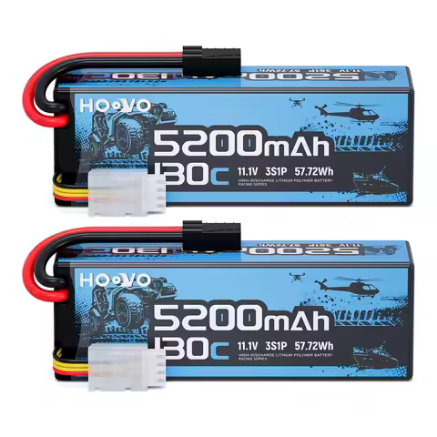 2Pcs HOOVO 3S Lipo Battery 11.1V 5200mAh 130C RC Lipo Battery Hardcase TR Plug for RC Cars Drones,Ai