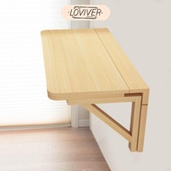 LOVIVER Wall Mounted Folding Table Solid Saving with Shelf Brackets Rustic 19.7x11.8 inch Fold Down 