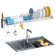 W-8&amp; 304Stainless Steel Kitchen Rack Sink Dish Rack Draining Dish Draining Rack Dish Draining Rack Wall Hanging Wall Sto