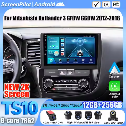 Android 16 For Mitsubishi Outlander 3 GF0W GG0W 2012-2018 Car Radio Stereo Head Unit Multimedia Vide