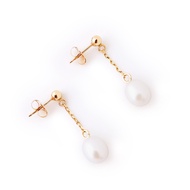 [Special] FAR EAST 14K/585 Yellow Gold Cultured Pearl Dangle Earrings