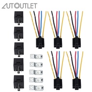 AUTOUTLET 5 Pair 12V 12 Volt DC 40A AMP Relay & Socket SPDT 5Pin 5 Wire For Car Auto Truck With 40 A