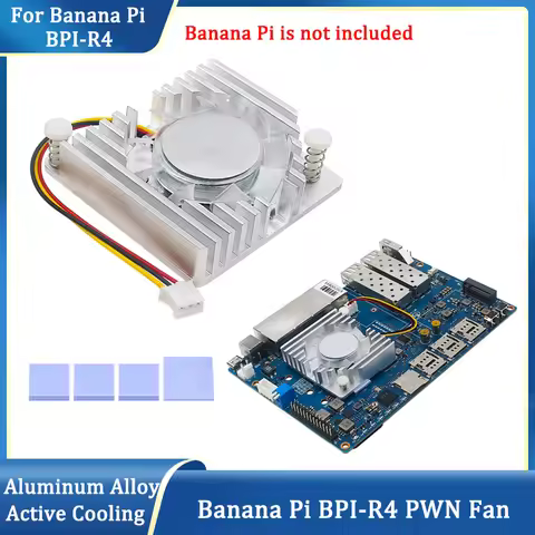 Banana Pi BPI-R4 Cooling Fan Aluminum Alloy PWN Fan Radiator with Heatsink Active Passive Cooler for