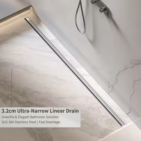 3.2cm Wide Shower Drain Extremely Narrow Linear Deodorant Floor Drain Sus304 Long Strip Minimalist I