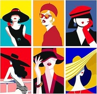 ZRIZQ 6 Pack Paint by Numbers for Adults Beginners,Paint by Number Kits on Canvas,Woman Paint by Num