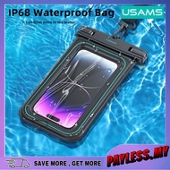 USAMS US-YD013 Floating IP68 Waterproof Phone Bag 6.7 Inch Transparent Swimming Case with Lanyard & 