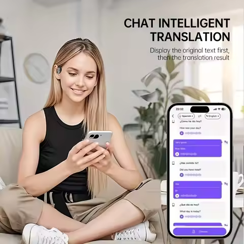 Wireless Bluetooth AI Real-time Language Translation Earphones 144 Languages Ear Hanging Headphone T