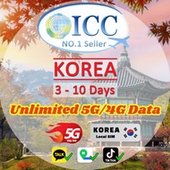 ICC Korea 3-10 Days Unlimited 5G/4G Data SIM Card-SKT network|local plan can use all apps|Korea SIM|