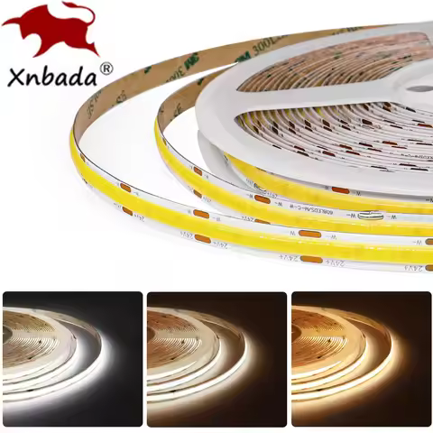 FOB COB CCT LED Strip Light 608/624 Leds/m High Density Flexible COB 8mm Led Lights RA90 2700K to 65
