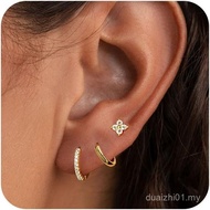 Anting-anting Emas untuk Wanita Bergaya, Anting-anting Gelung Kecil Cantik Set Berbilang Tindik Come