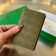 BV Leather New Style bv Woven Grid Two-fold bv Card Holder Unisex Cowhide bv Coin Purse bv Business 