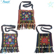 PANSIE Women Shoulder Bag, Tassels Hmong Tribal Ethnic Message Bag, Vintage Embroidery Tapestry Fash