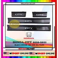 (BLACK CHROME) HONDA CITY 2014 - 2019 2020 - Present Black Chrome Stainless Steel Blue LED Car Door Side Sill Step Plate