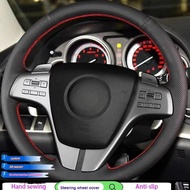 Black Steering Wheel Cover Hand-Stitched Car Steering Wheel Cover Artificial Leather For Old Mazda 6