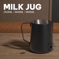 Milk Jug Black with Scale 350ml 600ml/ 900ml/ Black Milk Pitcher/ Milk Pitcher Barista Latte Art