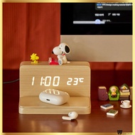 Peanuts Snoopy Wireless Charging Wood LED Clock