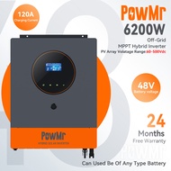 PowMr 6.2kw อินเวอร์เตอร์ไฮบริดแบบ On-grid/Off-grid 48Vdc 230VAC PV Panel Input 500vdc Pure Sine Wav