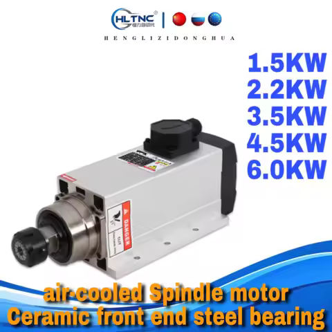 Spindle motor air-cooled 1.5/2.2/3.5/4.5/6.0kw Ceramic front end steel bearing ER20/ER25/ER32 collec