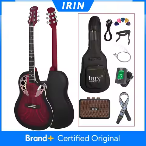 IRIN 41 Inch Electric Acoustic Guitar 6 Strings 21 Frets Spruce Panel EQ Acoustic Guitar with Case G