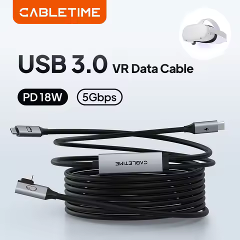 CABLETIME USB C to USB C VR Link Cable 18W 5Gbps Charging for Meta Quest 3S/3/2/Pro Oculus Quest PC 