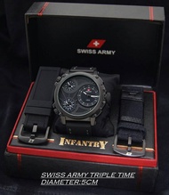 Jam Tangan Pria Swiss Army Infantry Triple Time Leather Set