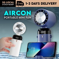 Aircon Portable Fan Ice Cold Mini Handheld USB Rechargeable Personal Mobile Small Table Standing Outdoor Indoor Fans