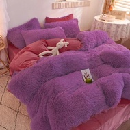 【Super low price】Luxury Autumn Winter Warm Pink Bedding Set Plush Kawaii Mink Velvet Queen Duvet Cov