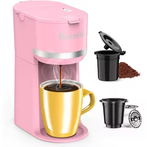 Single Serve Coffee Maker for K-Cup and Ground Coffee Fast Brew 6-12 oz Brew Sizes One Cup Coffee Ma