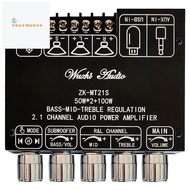 ZK-MT21S 2x50W+100W 2.1 Channel Subwoofer Digital Power Amplifier Board AUX 12V 24V Audio Stereo Bluetooth 5.1 Bass