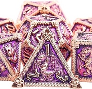 AUSTOR 7-Die Metal DND Dice Set Dungeons & Dragons with Box Roll Playing Game Polyhedral D20 D12 D10