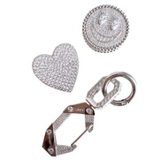 全新法國奢侈名牌LANVIN銀色水鑽閃石鎖匙扣鑰匙圈鞋帶扣項鍊吊飾