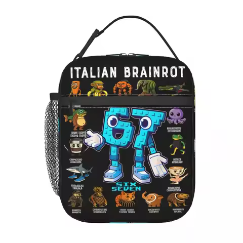 Lunch Boxes 67 Six Seven 6-7 Funny Italian Brainrot Merch Food Box INS Trendy Thermal Cooler Bento B