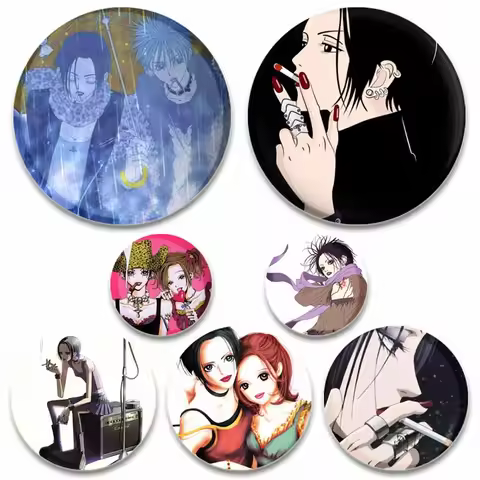 Nana Osaki Ai Yazawa Enamel Pins Cute Anime Brooch for Backpack Alloy Round Cartoon Badge Brooches M