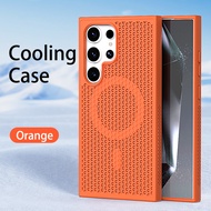 Magnetic Phone Case for Samsung Galaxy S24 S25 Ultra S24Plus Bee Hole Cooling Case Simple S24Plus S2