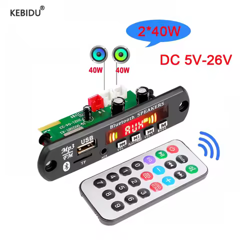 2*40W 80W Amplifier Bluetooth MP3 Decoder Board Handsfree mp3 Player 5V-26V 12V Car FM Radio Module