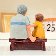 1pc Father and son chat on the chair Statues,Suitable from Father's Day Gift