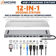 12 Combination 1 USB Type C Hub to Dual HDMI 4K VGA RJ45 SD TF Card Reader PD 3.5mm OTG USB 3.0 USB 