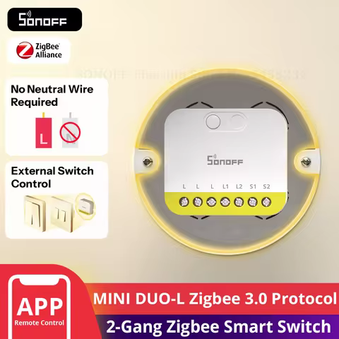 SONOFF MINI-ZB2GS-L Zigbee Protocol No Neutral Required MINI DUO-L 2-Gang Zigbee Smart Switch Dual C