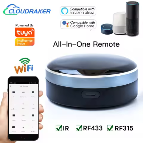 Cloudraker IR RF 433/315 Universal WIFI Smart Remote Control for TV AC Curtains Roller Shutter Works