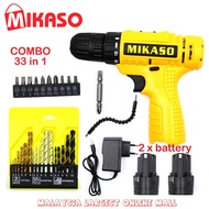 MIKASO Cordless Drill 12 Volt Combo Set 30 in 1 Two Battery 11 Screw Bits, 13 Pieces Drill Bits