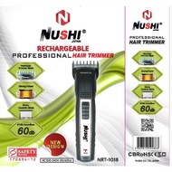 NUSHI RECHARGEABLE PROFESSIONAL HAIR TRIMMER NRT 1018 / CLIPPER SET / CORD / CORDLESS  ( 1 YEAR WARR