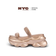 NYC Ladies Alivia Rhinestones Wedges Sandals -N82513-KT01SV-9-CHAMPAGNE