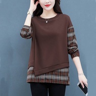 【M-4XL】Trendy Tops for Women Long Sve for Women Loose Shirt Plaid Shirt Korean Tops for Women Long S