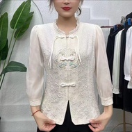 Musim Panas Gaya Cina Gesper Tradisional Cakera Bunga Bersulam Rekaan Baju Baharu Baju Potong Perang
