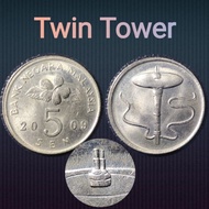 JL Antiques Malaysia Error Coin 5 Sen Bunga Raya Twin tower KL Tower
