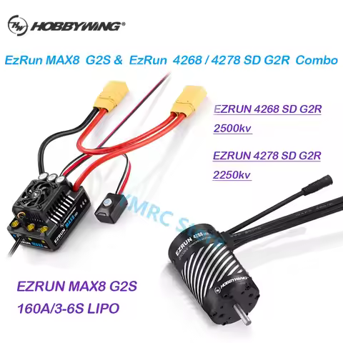 Hobbywing EzRun MAX8 G2S 160A 3-6S Sensored Brushless ESC with 4278SD 2250KV/4268SD 2500KV SD G2R Co