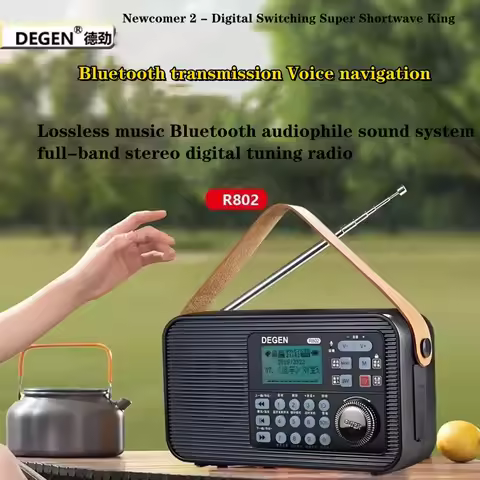 NEW Degen R802 Portable Multi-functional LED Display Radio High Sensitivity Stereo Radios Support TF